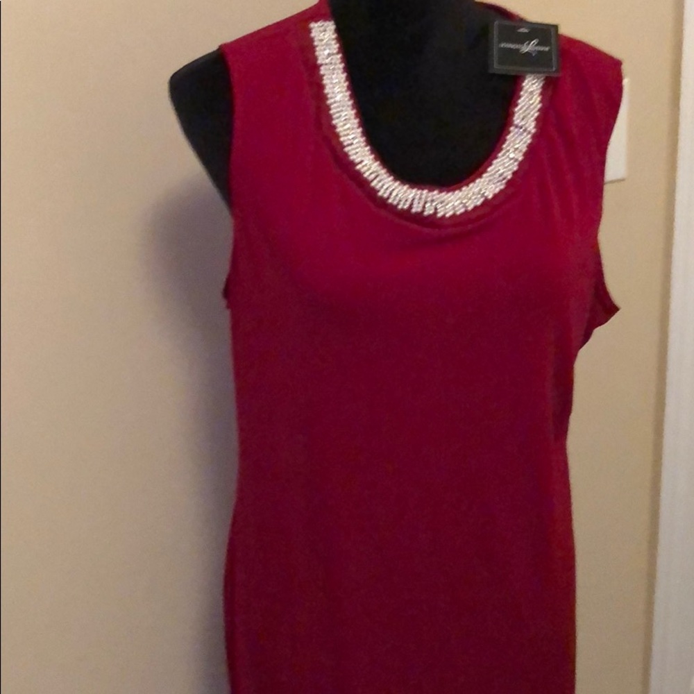 Lexington Avenue sleeveless pearls/rhinestone